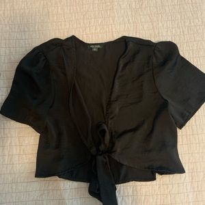 Satin tie front crop top